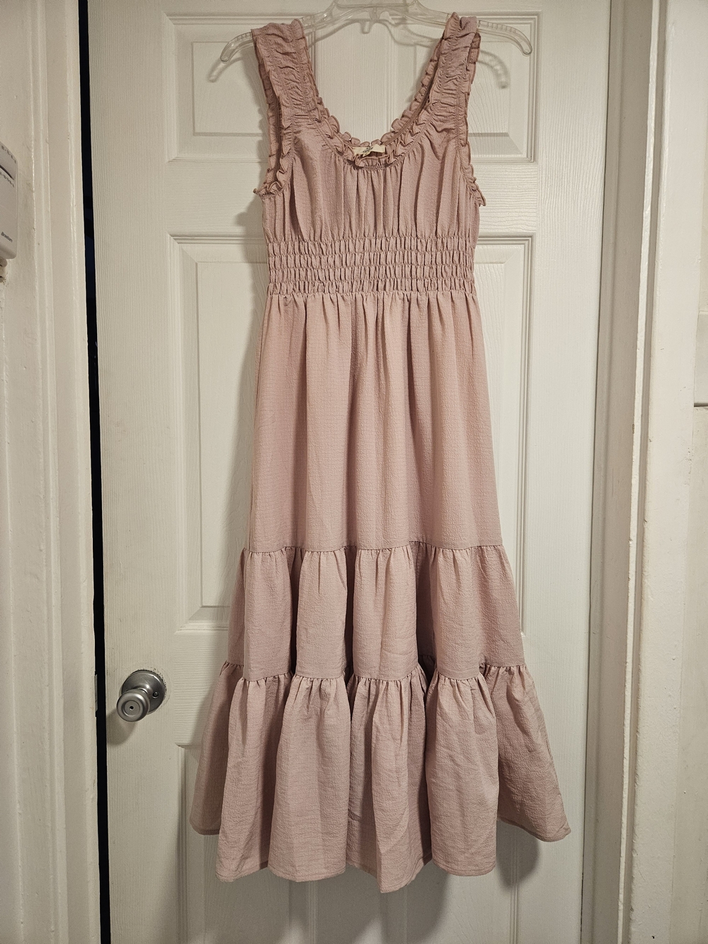 Entro Blush Pink Smocked Midi Sundress NWOT